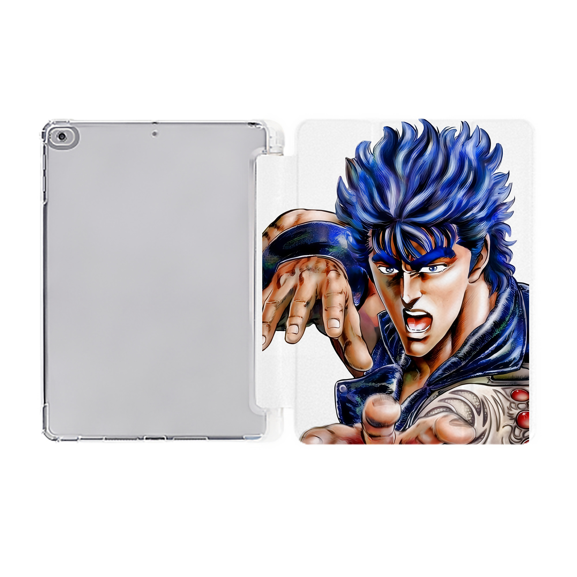 （画像用） 北斗の拳 Fist of the North Star IPad ケース ペン収納付き 三つ折りスタンド PUレザー×シリコン 対応機種9.5/10.5/10.9インチ